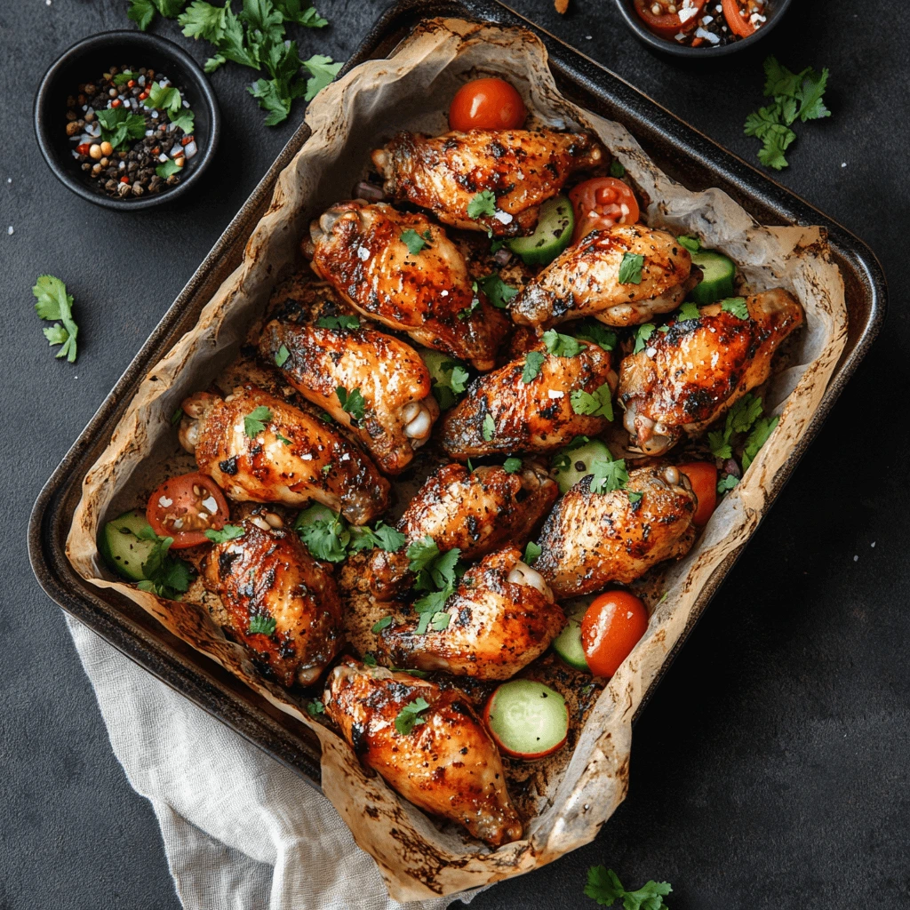 Smoked chicken wings with a crispy golden-brown skin on the grill.