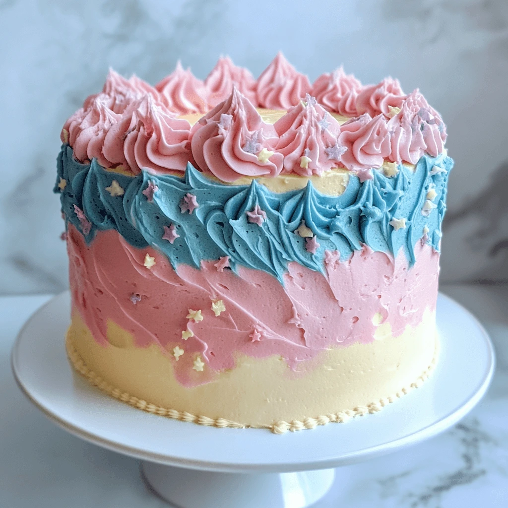 Gender Reveal Cake with Pink and Blue Surprise