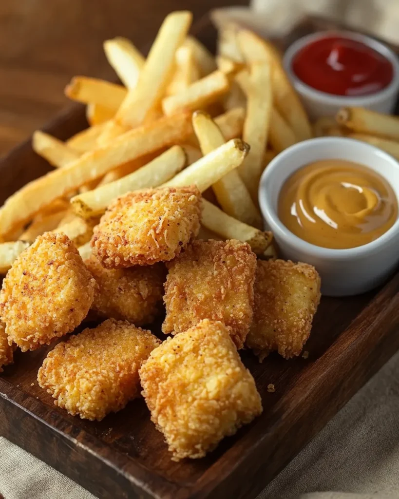 Quick and easy crispy chicken nuggets and fries ideal for busy weeknights.
