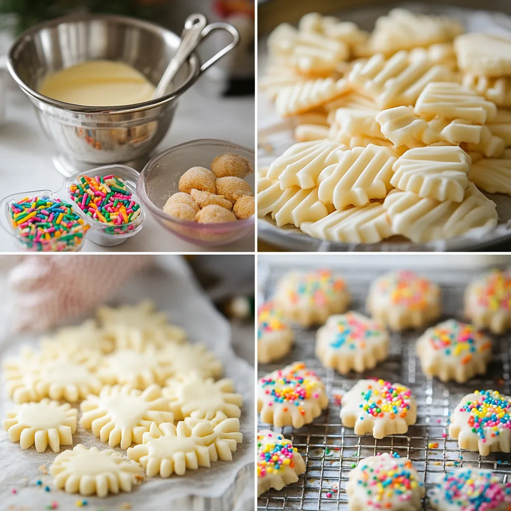 Beautifully Pressed Spritz Butter Cookies with Vibrant Sugar Topping