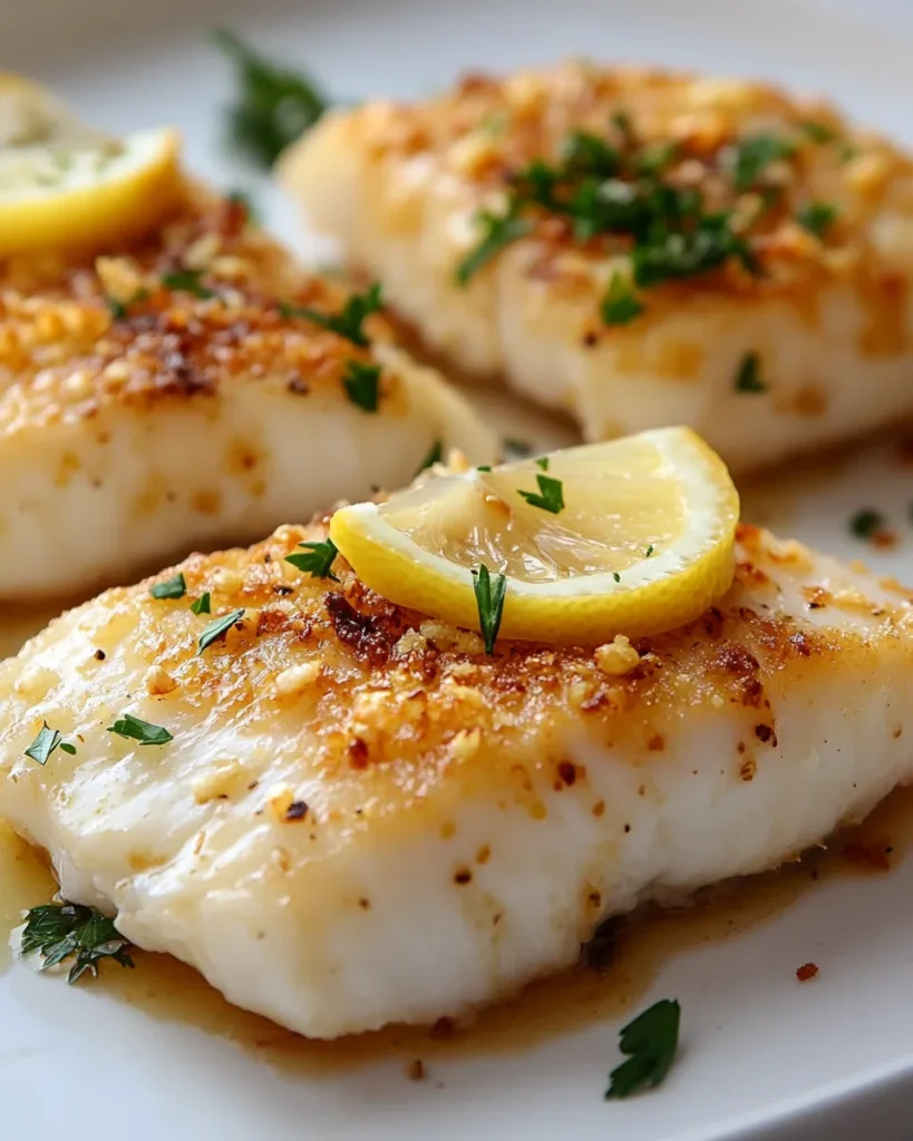 Pollock recipe - Healthy and delicious fish meal, featuring a grilled pollock fillet with lemon and fresh herbs.