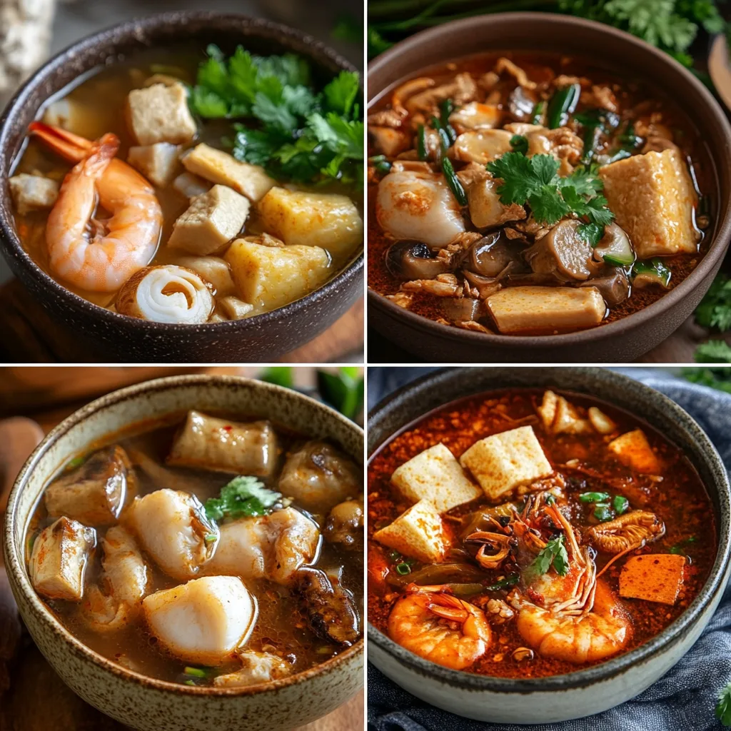 A bowl of Fish Maw Soup with a twist, featuring added ingredients like goji berries, ginseng, and a variety of mushrooms for enhanced flavor and health benefits.