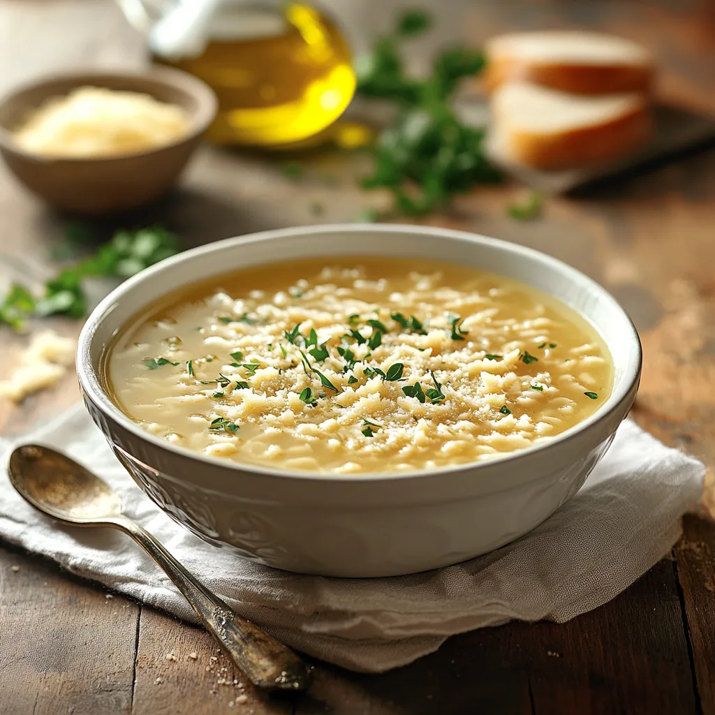 Serving suggestions for Italian Pastina Soup, paired with crusty bread, fresh salad, and a cozy table setting with warm, natural lighting.